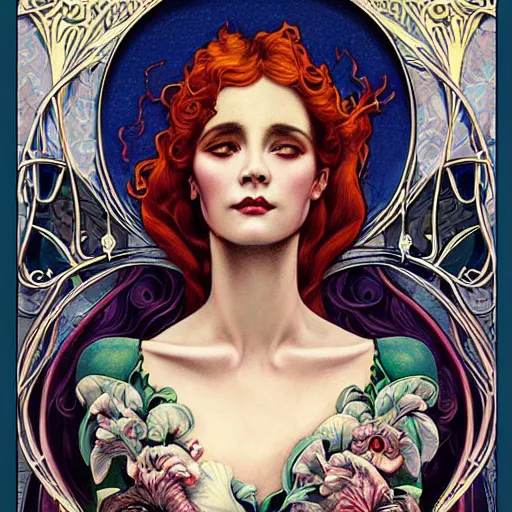 Prompt: an art nouveau portrait in the style of anna dittmann and donato giancola and virgil finlay.