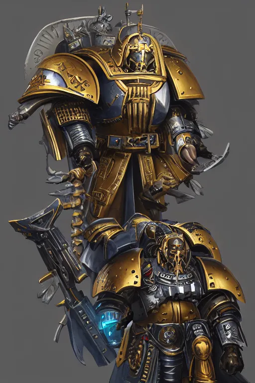 Image similar to armor portrait heros warhammer 4 0 k horus heresy fanart - the primarchs emperor by johannes helgeson animated with vfx concept artist & illustrator global illumination ray tracing hdr fanart arstation zbrush central hardmesh 8 k octane renderer comics stylized