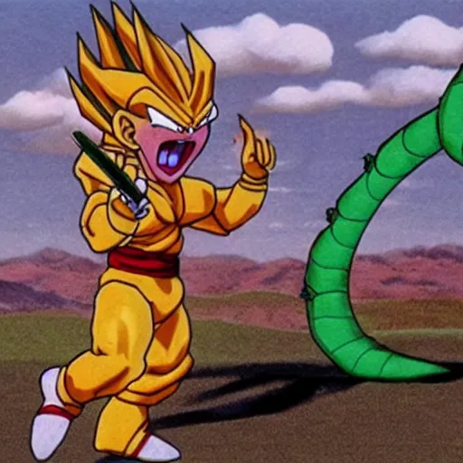 Image similar to shenlong from dragonball z playing golf,