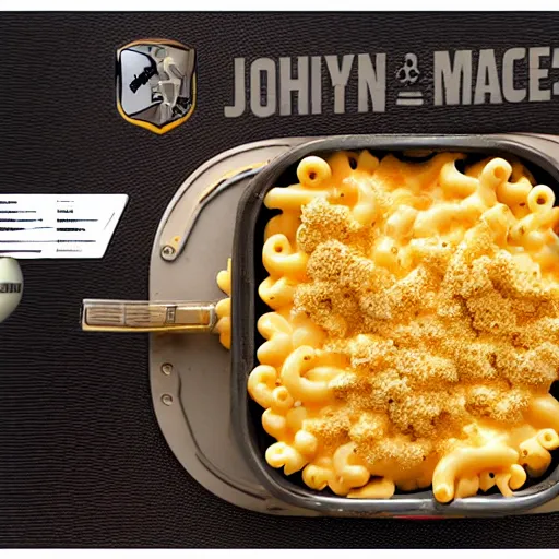 Image similar to Johny dep armored mac n' cheese, cyberpunk, cad vision