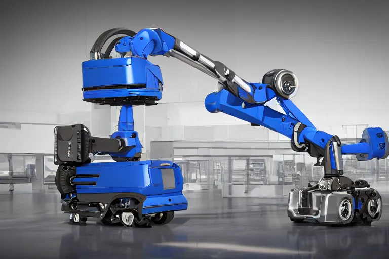 Image similar to a high detailed picture of an mobile industrial robot, photo realistic, 8k