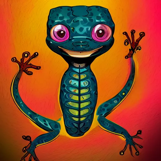 Prompt: a very cute salamander, digital art, epic detail, psychedelic, trending on artstation