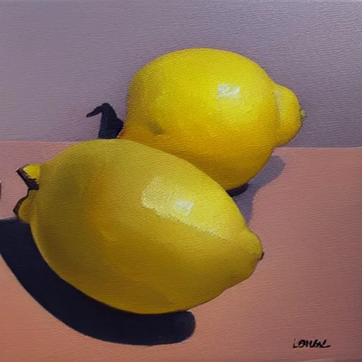 Prompt: oil on canvas painting of a lemon