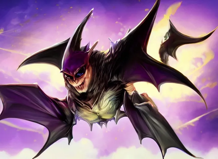 Image similar to champion splashart of bat winged flying eyeball