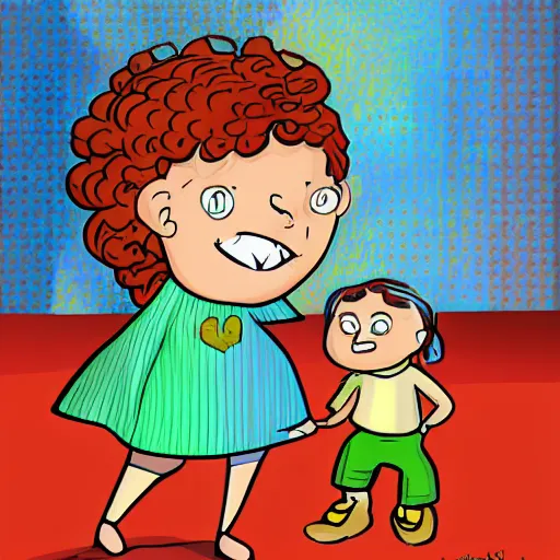 Image similar to the child then went to his mother, asked her the same question and she told him, cartoon character, digital art, fun