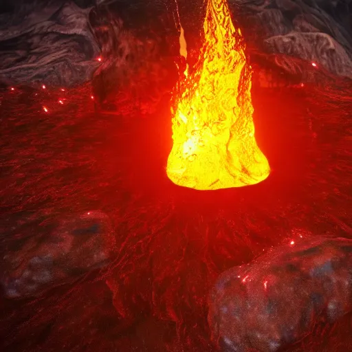 Image similar to film still of the tv show the floor is lava, but with real lava. person sinking into lava, 4 k.