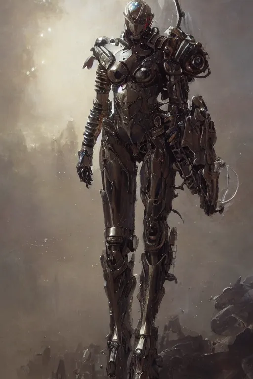 Image similar to portrait full body girl metal cyborg armor and metal horse by gaston bussiere, anna nikonova aka newmilky, greg rutkowski, yoji shinkawa, yoshitaka amano, tsutomu nihei, donato giancola, geoffroy thoorens, concept art, trending on artstation, featured on pixiv