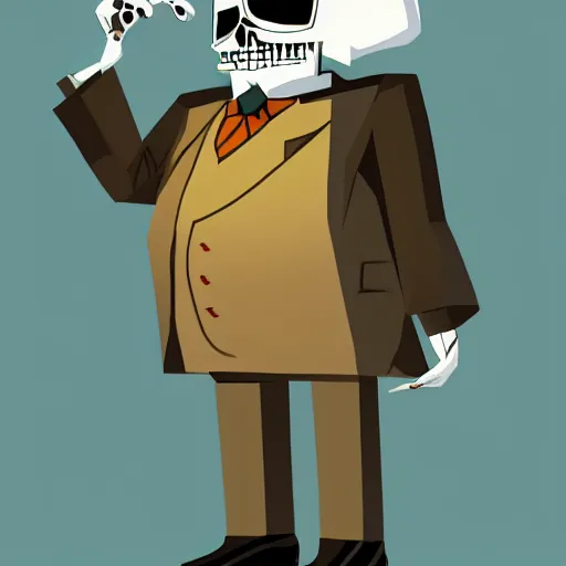 Prompt: grim fandango art style character concept