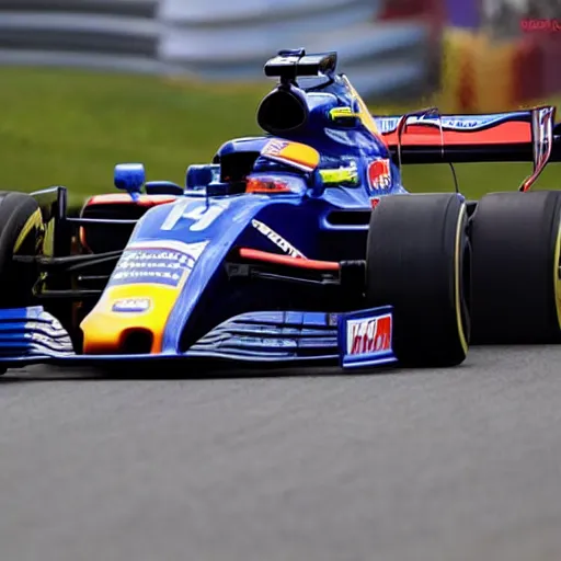 Image similar to fernando alonso punching alpine's f 1 car into pieces