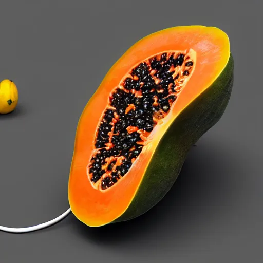 Image similar to papaya telephone, UHD, hyperrealistic render, highly detailed, 4k, artstation