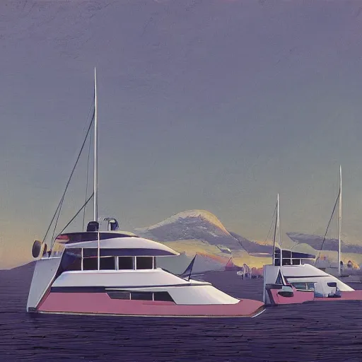 Image similar to yachting club by simon stalenhag