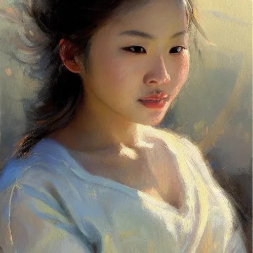 Prompt: “beautiful asian girl portrait in morning sun, Danile Gerhartz, oil painting, high resolution, highly detailed”