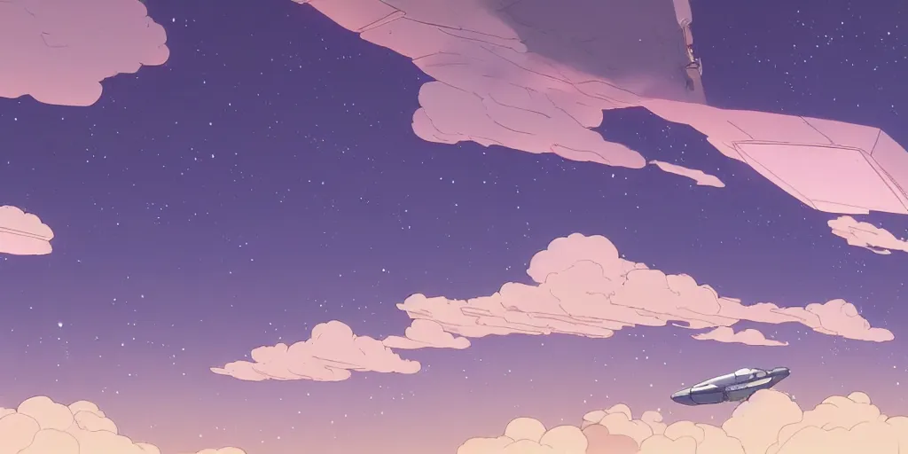 Image similar to a spacecraft moving towards earth by moebius and makoto shinkai, cinematic composition, wide shot