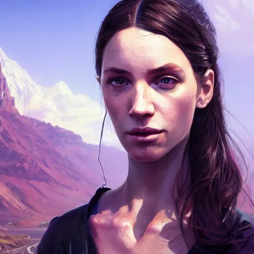 Image similar to highly detailed portrait, supermodel, in gta v, stephen bliss, unreal engine, fantasy art by greg rutkowski, loish, rhads, ferdinand knab, makoto shinkai and lois van baarle, ilya kuvshinov, rossdraws, tom bagshaw, global illumination, radiant light, detailed and intricate environment