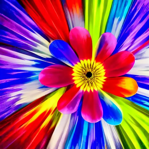 Image similar to multi colored flower petals flowing through the air from left to right on a clean background