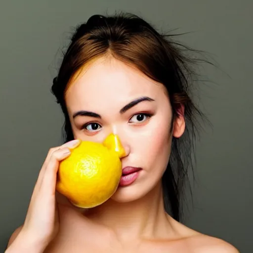 Prompt: “ a lemon that is a woman face”