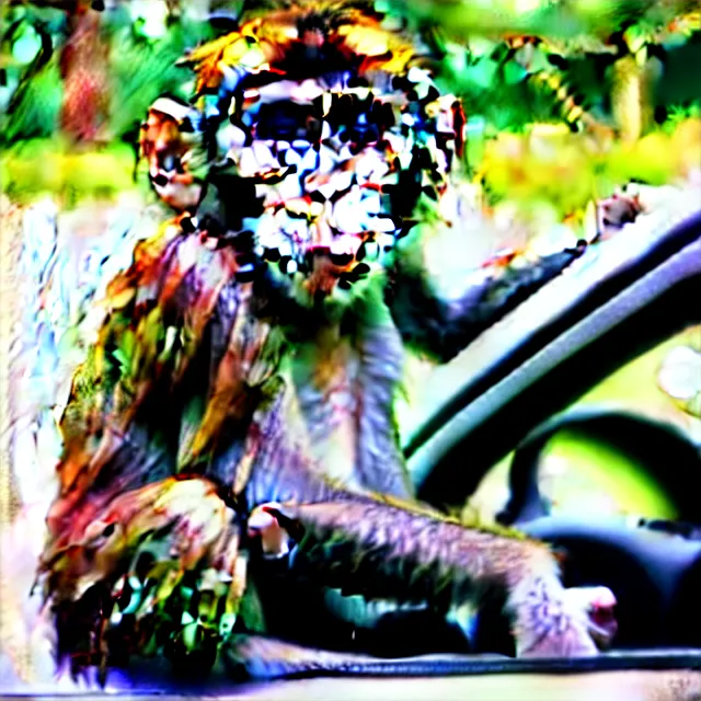 Image similar to a monkey learning to drive