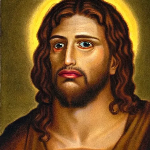 Prompt: portrait of jesus christ as an ugly troll