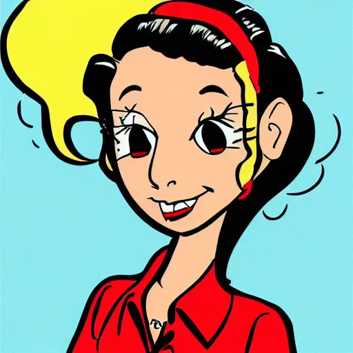 Image similar to cute girl, Dan DeCarlo style, cartoon style illustration