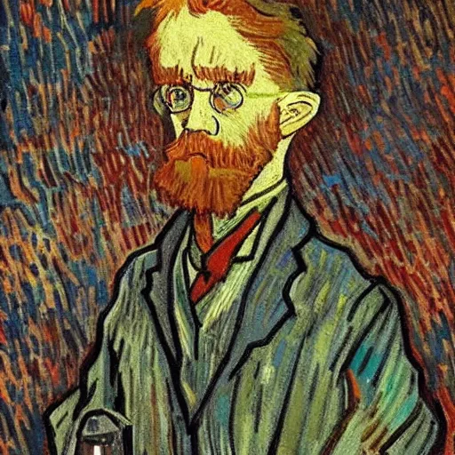 Prompt: a painting of Harry Potter by Van Gogh