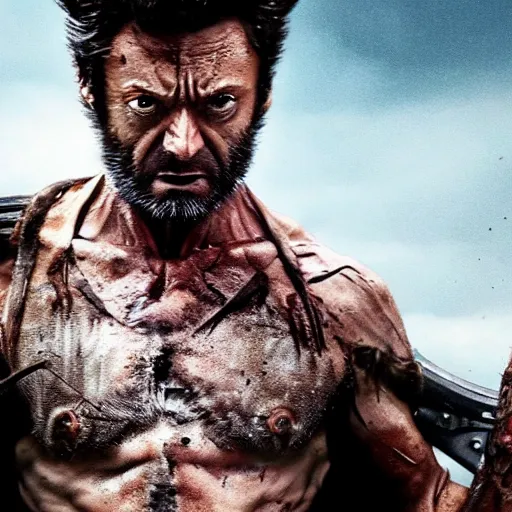 Image similar to wolverine in the walking dead 4 k detailed super realistic