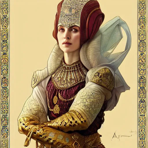 Image similar to portrait of ottoman sultan gog, female, clear face, symetrical, masculine, full body, 4 k, fantasy, intricate, elegant, highly detailed, digital painting, artstation, concept art, matte, sharp focus, illustration, art by artgerm and greg rutkowski and alphonse mucha