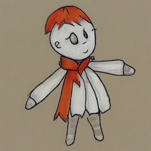 Image similar to a child’s drawing of a fumo plush