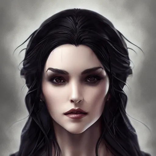 Image similar to yennefer, beautiful face, rule of thirds, intricate outfit, by artgerm