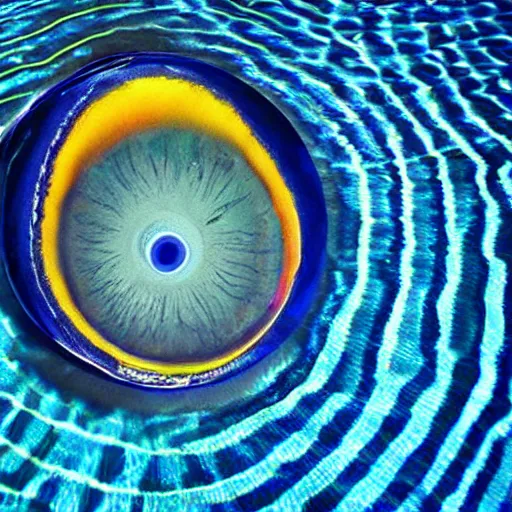 Image similar to eyeball that is a swimming pool, award winning photo, 3d art,