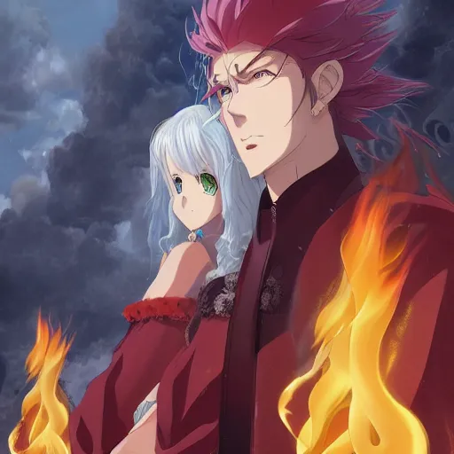 Image similar to portrait of the flames of god, anime fantasy illustration by tomoyuki yamasaki, kyoto studio, madhouse, ufotable, trending on artstation