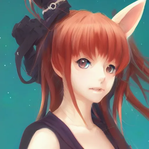 Image similar to anime portrait of a fox girl as an anime girl by Stanley Artgerm Lau, WLOP, Rossdraws, James Jean, Andrei Riabovitchev, Marc Simonetti, and Sakimichan, trending on artstation