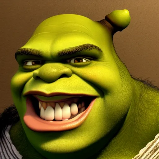 Image similar to Shrek doing the Trollface, hyperdetailed, artstation, cgsociety, 8k