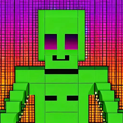 Prompt: mincraft creeper, synthwave, detailed, chromatic