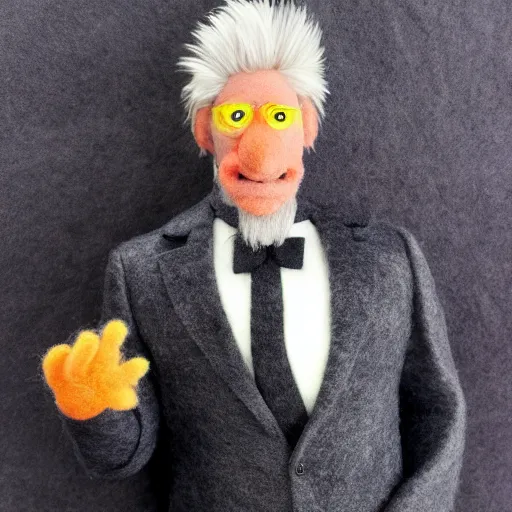 Image similar to barry bostwick as a muppet. highly detailed felt. hyper real photo. 4 k.