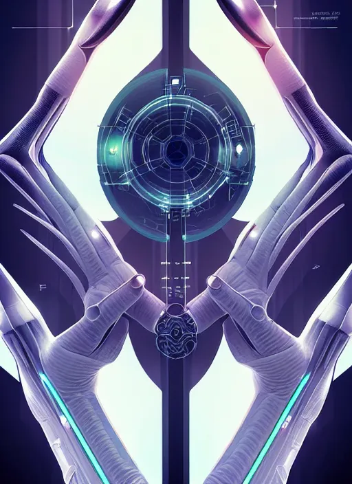 Image similar to symmetry!! mechanism in the palm of a hand, product render retro - futuristic poster scifi, intricate, elegant, highly detailed, digital painting, artstation, concept art, smooth, sharp focus, illustration, dreamlike, art by artgerm