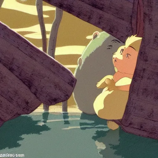 Image similar to capybara scene from the movie spirited away by hayao miyazaki, studio ghibli, animated movie, anime, beautiful animation, illustration