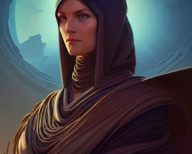 Image similar to photography of paul atreides, deep focus, dune, science fiction, intricate, elegant, highly detailed, digital painting, artstation, concept art, matte, sharp focus, illustration, hearthstone, art by artgerm and greg rutkowski and alphonse mucha