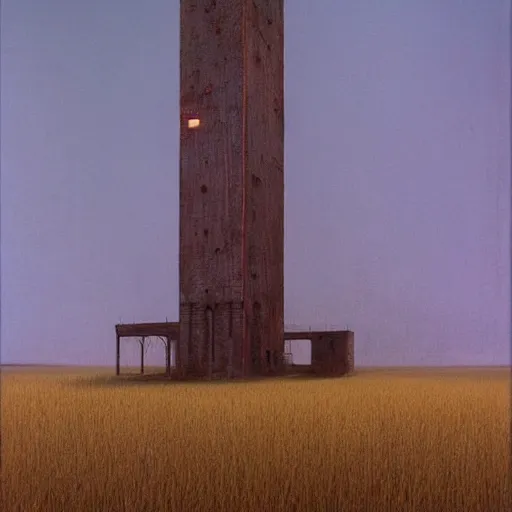 Image similar to Grain Elevator. Vacant. Eerie. Unsettling. Zdzisaw Beksinski