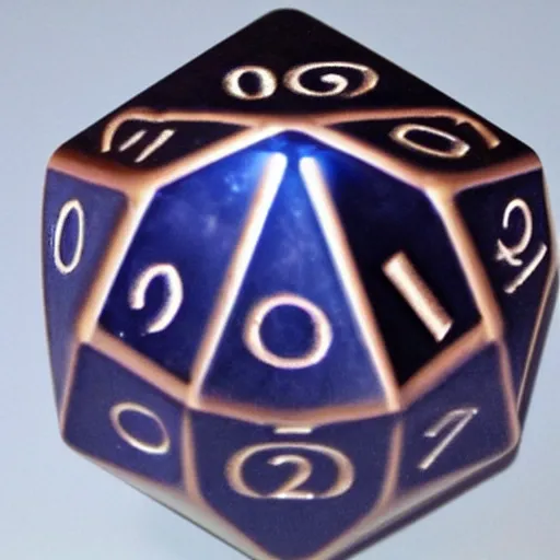 Prompt: d 2 0 with glowing runes, realistic photography, high detailed