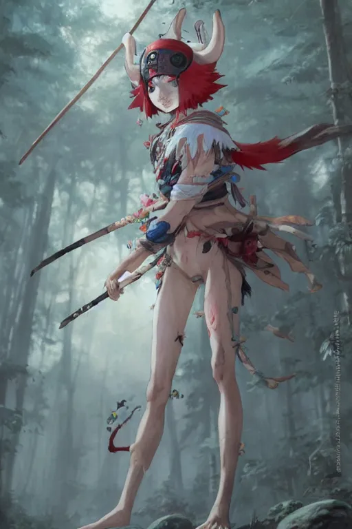 Prompt: mononoke hime, accurate anatomy, only two hands, highly detailed, digital painting, artstation, concept art, smooth, sharp focus, illustration, unreal engine 5, 8 k, art by artgerm and greg rutkowski and edgar maxence