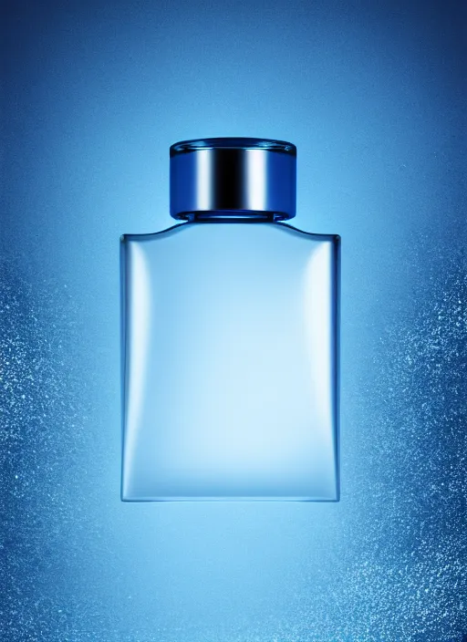 Image similar to perfume bottle standing in the center of an enchanted smokey cloud in the dark blue water, blurred background contoured smooth fair walls, up close shot, sharp focus, global illumination, radiant light, zaha hadid, irakli nadar, octane highly render, 4 k, ultra hd,