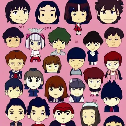 Prompt: chibi stranger things characters in anime style