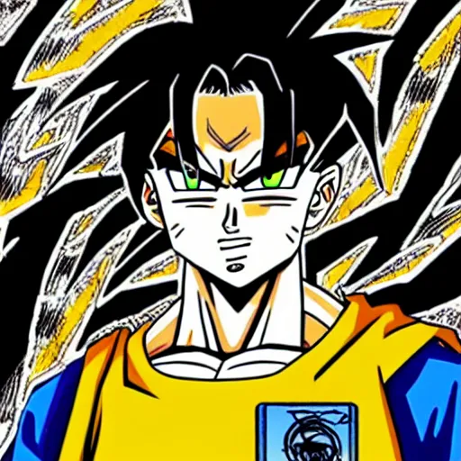 Image similar to denzel curry drawn in the style of dragon ball z