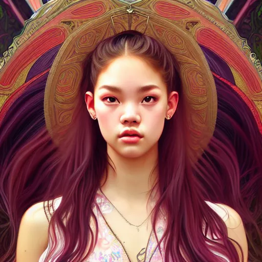 Image similar to portrait of jossi of blackpink, highly detailed, digital painting, smooth, sharp focus, illustration, ultra realistic, 8 k, art by artgerm and alphonse mucha