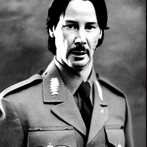 Image similar to keanu reeves as a soldier , historical photo