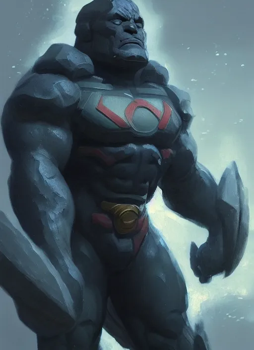 Image similar to very detailed masterpiece painting of darkseid from dc comics, portrait, artstation, concept art by greg rutkowski