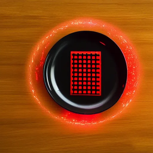 Image similar to red laser grid, on a plate