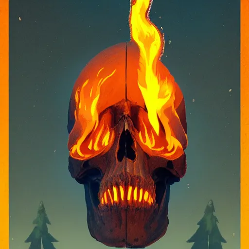 Prompt: A stunning profile of a symmetrical skull on fire by Simon Stalenhag, Trending on Artstation, 8K