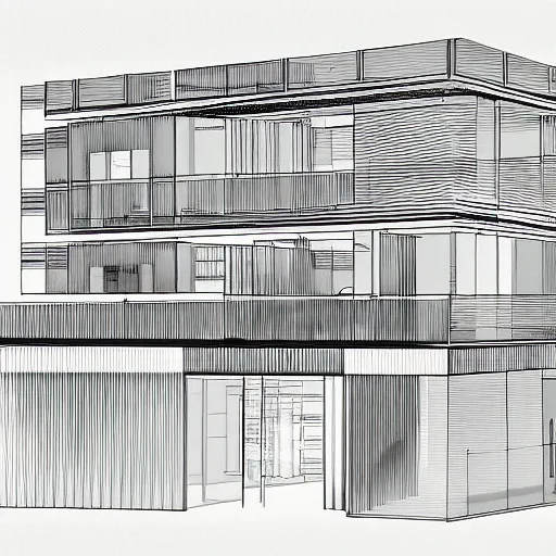 Prompt: architectural sketch of a building, infographic, detailed
