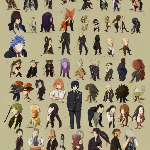 Image similar to an illustrated field guide to different species of anime protagonists showing examples of males and females of each species, biological illustrations, art by john james audubon robert stebbins and terryl whitlatch and david sibley and charles darwin, highly detailed, intricately detailed, 8 k, trending on artstation